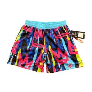 Baseball Lifestyle 101 Graffiti Crown Colorful Kids Shorts - boys size M - BNWT